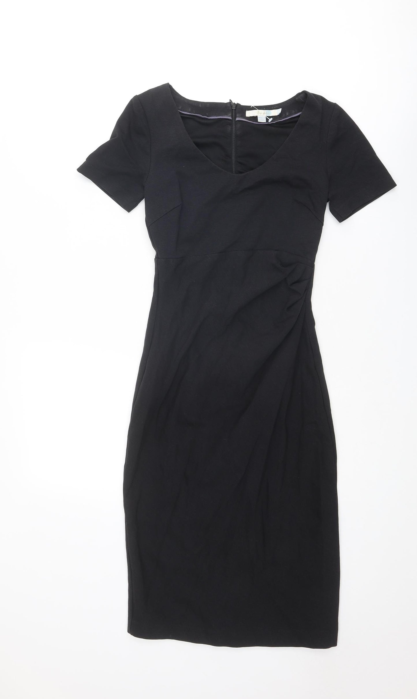 Boden Womens Black Cotton Shift Size 6 V-Neck Zip