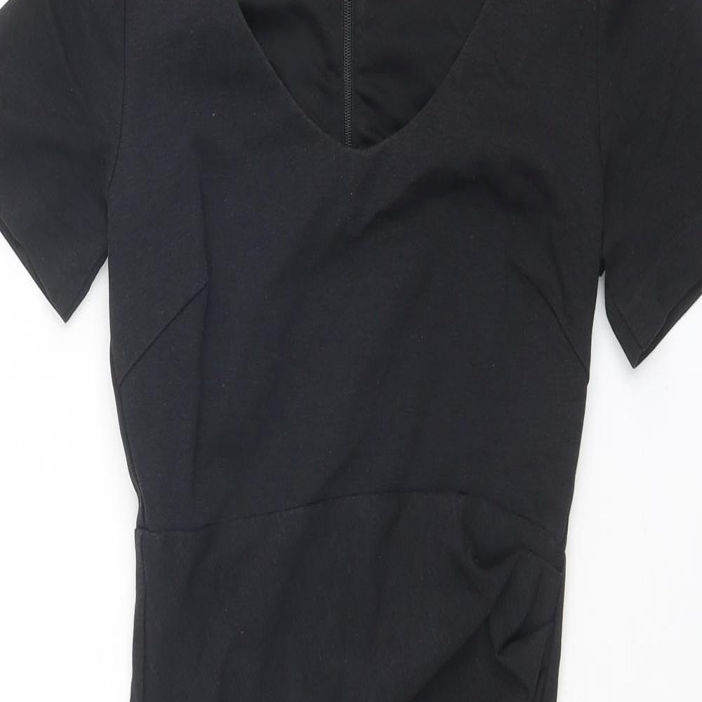 Boden Womens Black Cotton Shift Size 6 V-Neck Zip