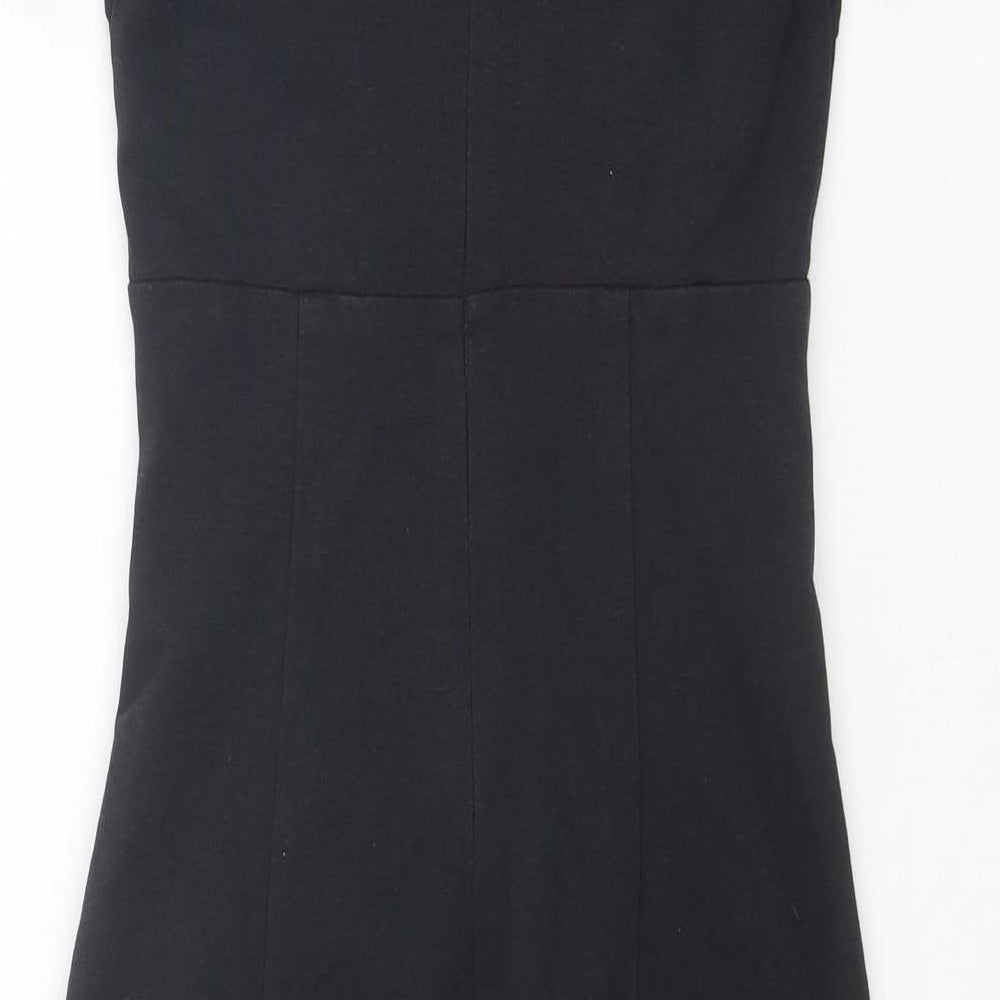 Boden Womens Black Cotton Shift Size 6 V-Neck Zip