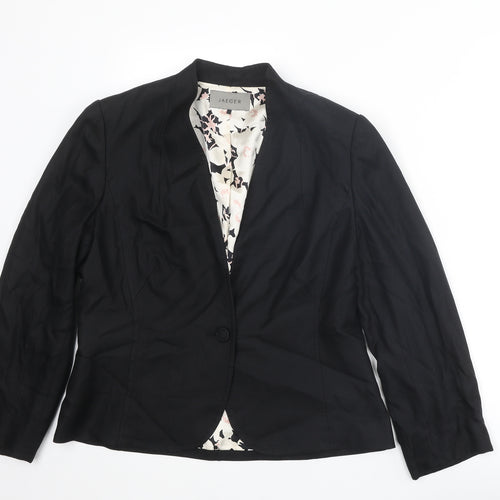 Jaeger Womens Black Silk Jacket Blazer Size 14