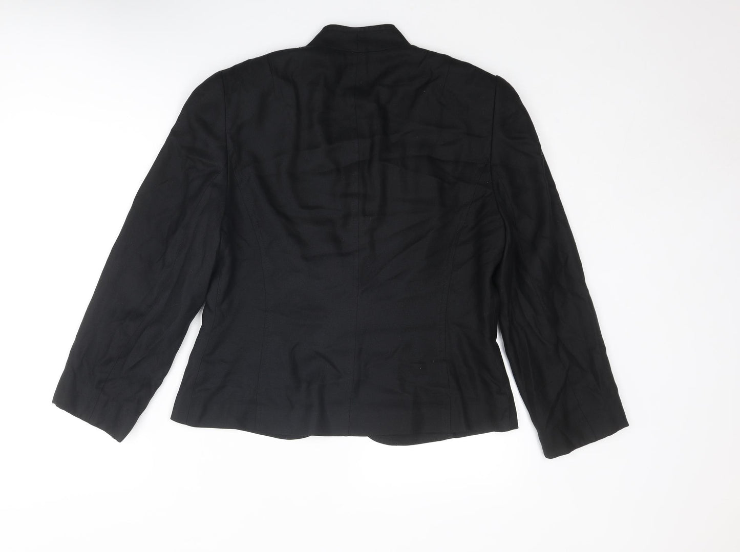 Jaeger Womens Black Silk Jacket Blazer Size 14