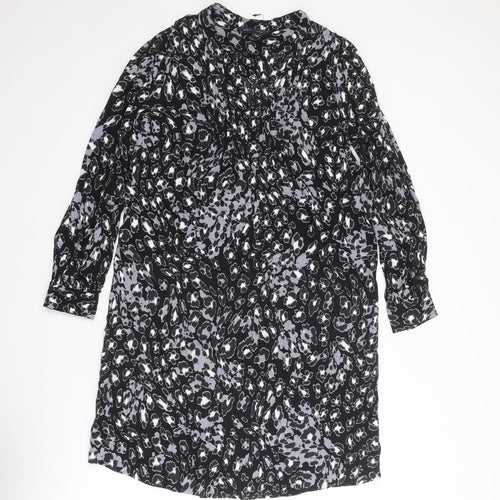 Marks and Spencer Womens Black Geometric Viscose A-Line Size 8 Sweetheart Pullover