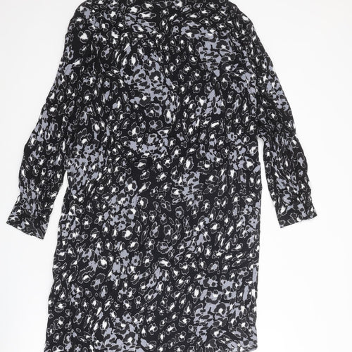 Marks and Spencer Womens Black Geometric Viscose A-Line Size 8 Sweetheart Pullover