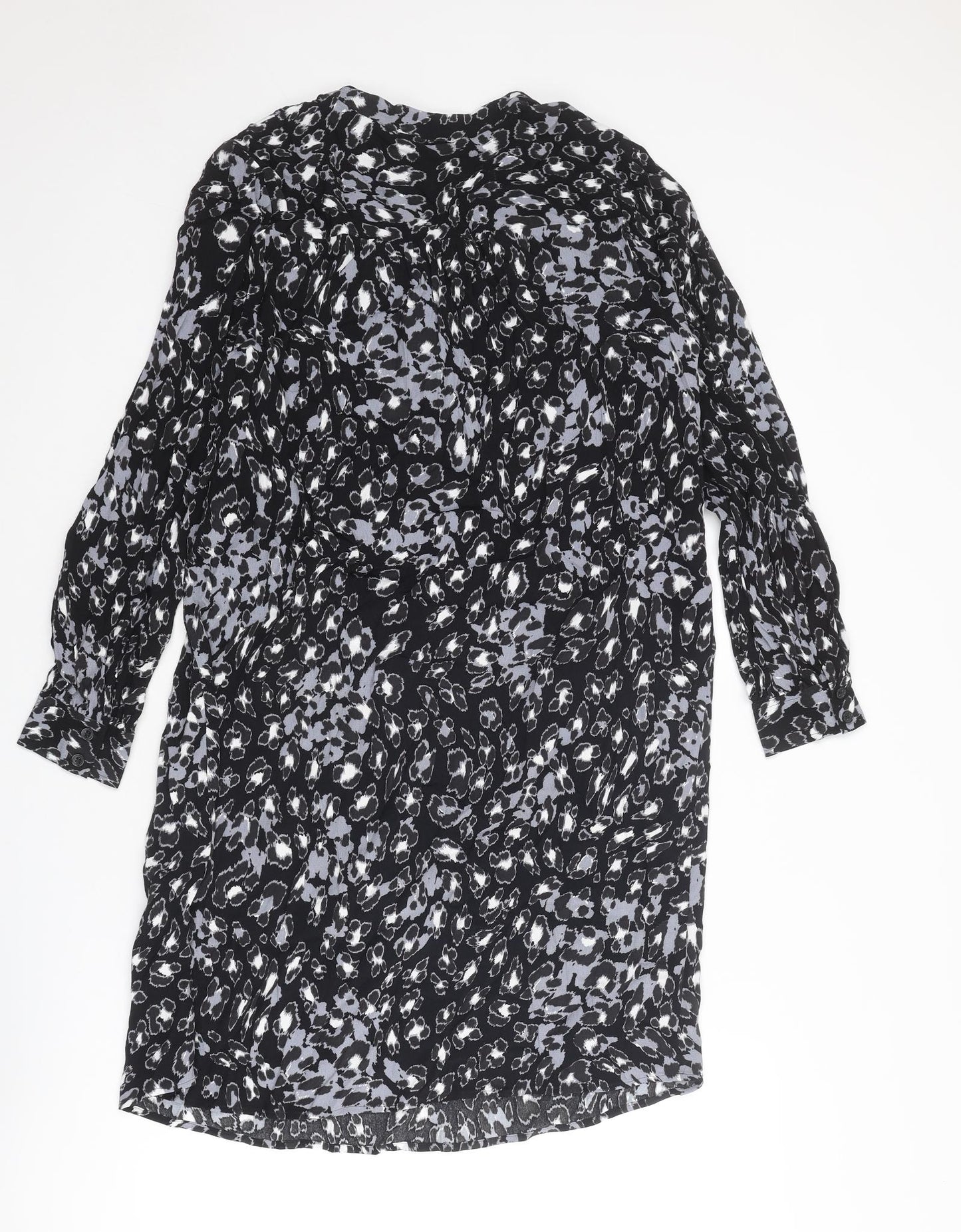 Marks and Spencer Womens Black Geometric Viscose A-Line Size 8 Sweetheart Pullover
