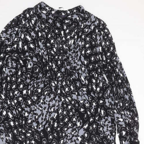 Marks and Spencer Womens Black Geometric Viscose A-Line Size 8 Sweetheart Pullover