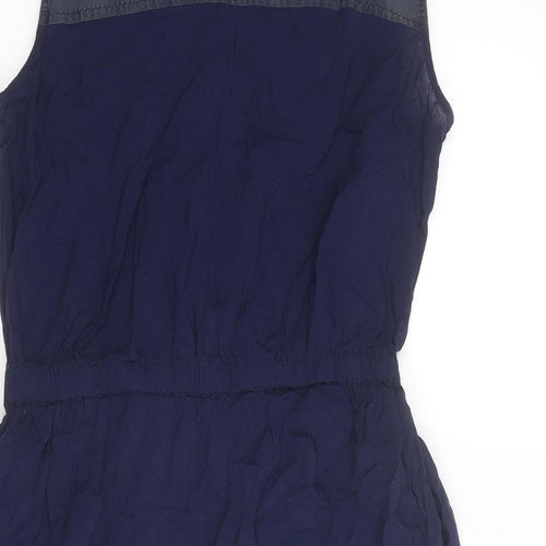 Armani Exchange Womens Blue Viscose A-Line Size 8 Round Neck Button