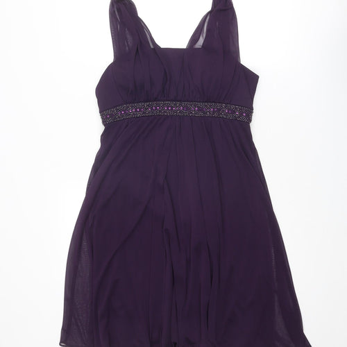 Dressbarn Womens Purple Polyester Trapeze & Swing Size 10 Square Neck Zip