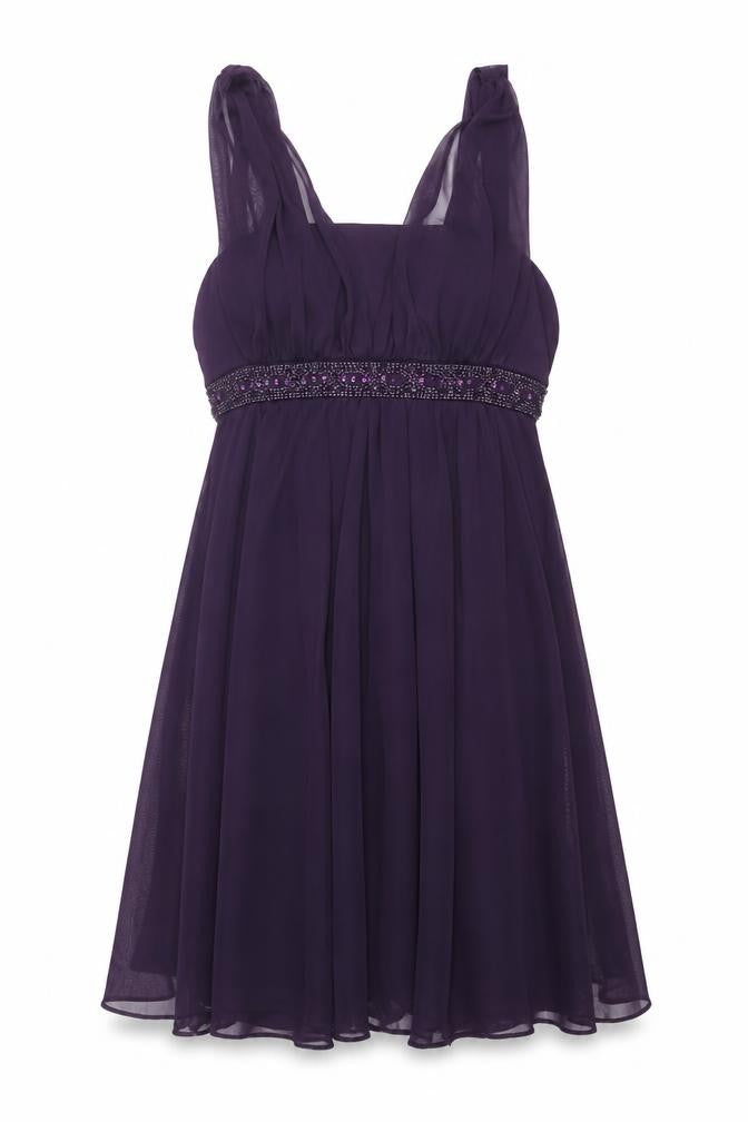Front view of Dressbarn women’s purple polyester trapeze & swing, size UK 10, square neck zip