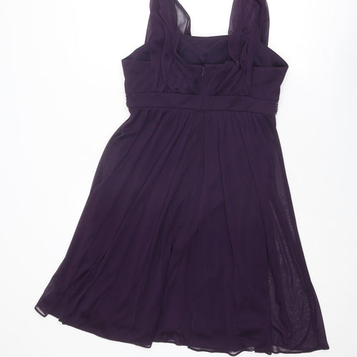 Dressbarn Womens Purple Polyester Trapeze & Swing Size 10 Square Neck Zip