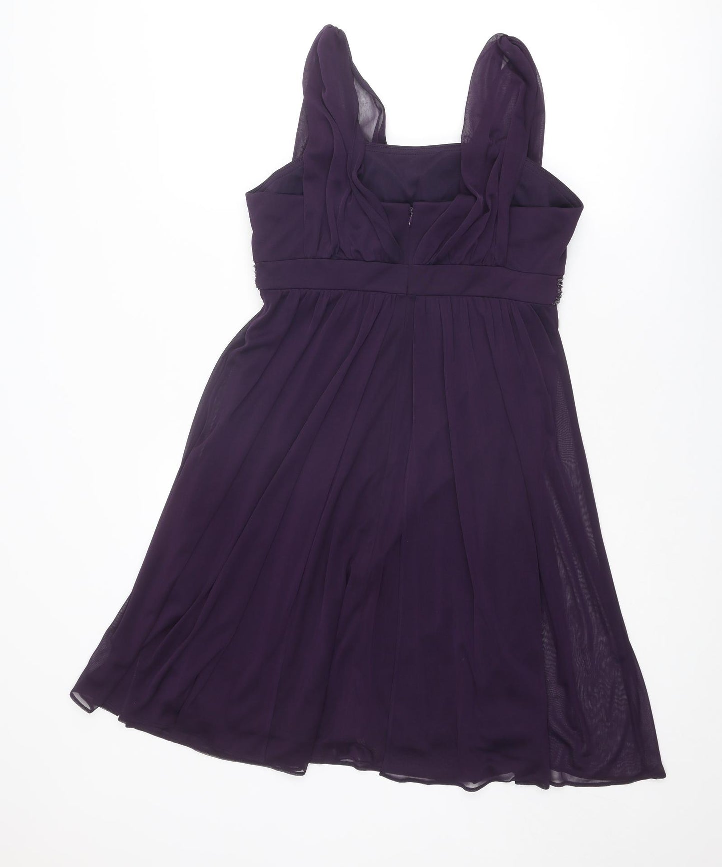 Dressbarn Womens Purple Polyester Trapeze & Swing Size 10 Square Neck Zip
