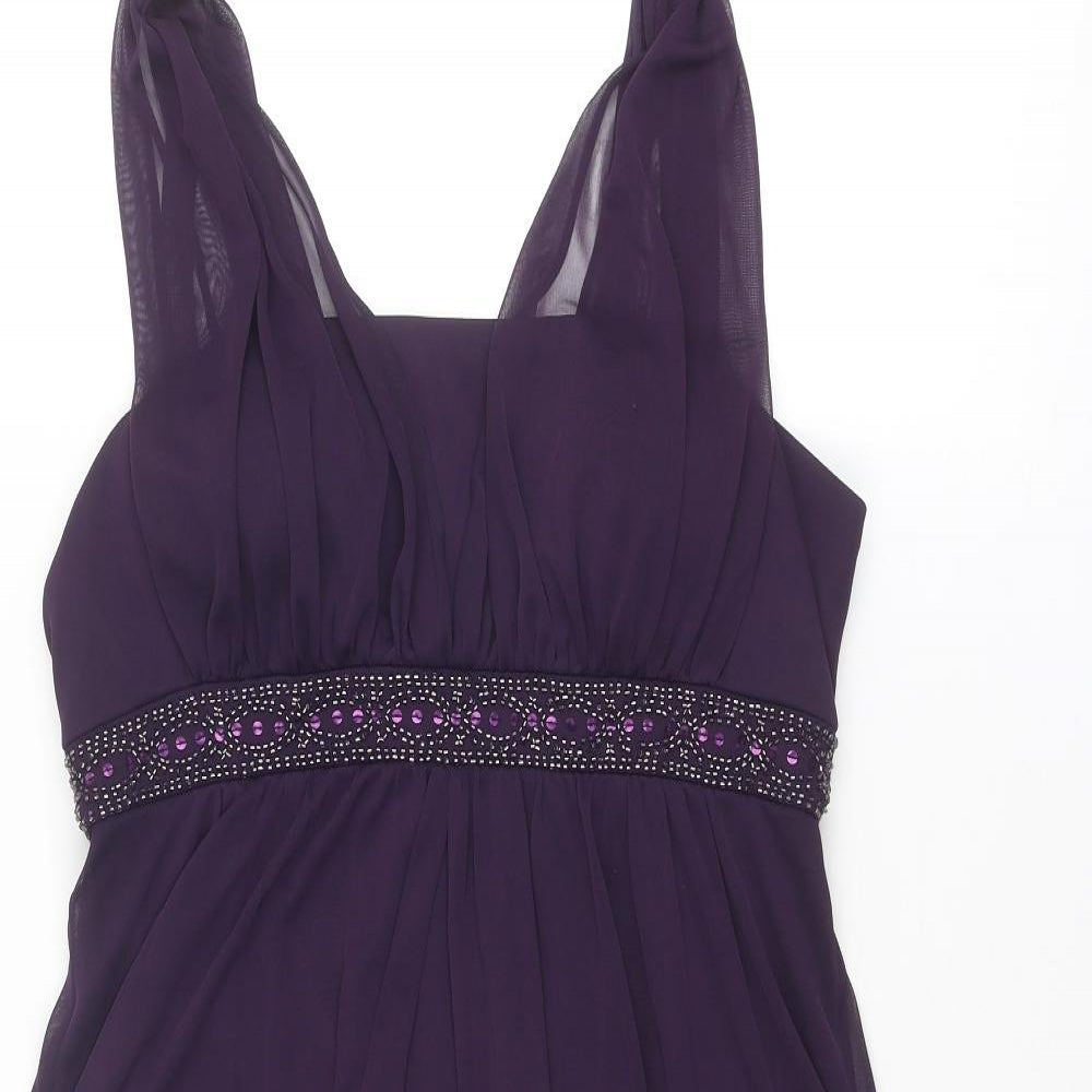 Dressbarn Womens Purple Polyester Trapeze & Swing Size 10 Square Neck Zip