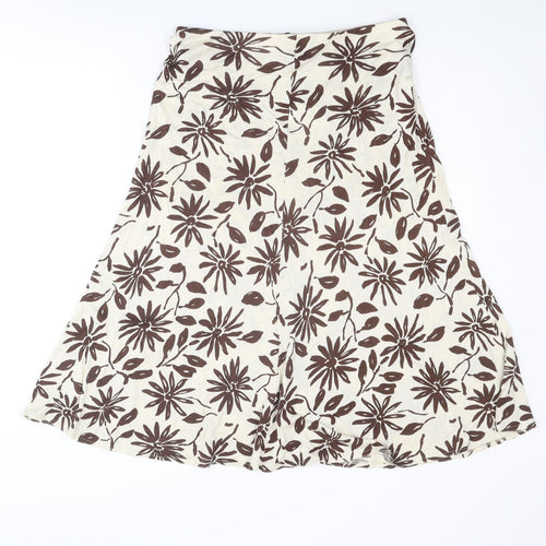 Alexon Womens Beige Floral Viscose Swing Skirt Size 14
