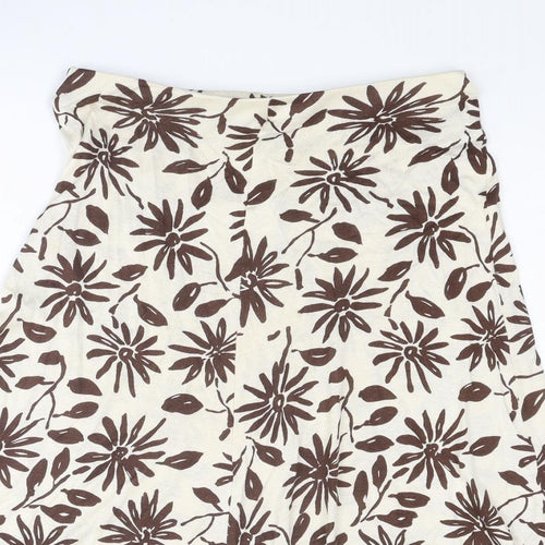 Alexon Womens Beige Floral Viscose Swing Skirt Size 14