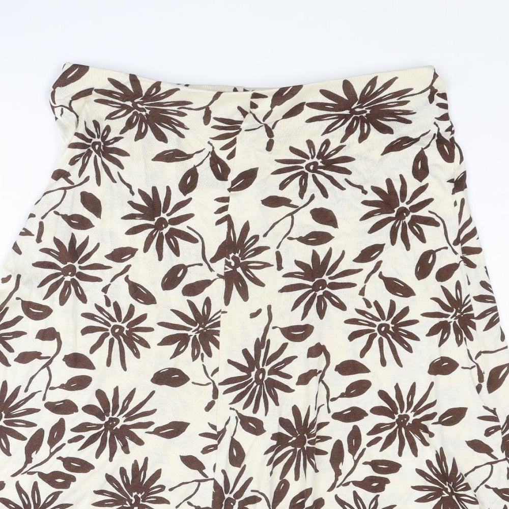 Alexon Womens Beige Floral Viscose Swing Skirt Size 14