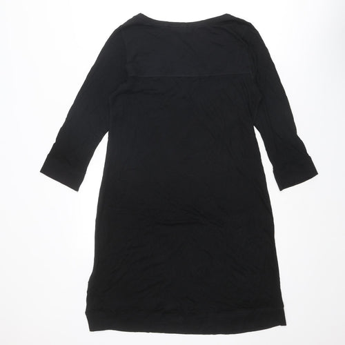 H&M Womens Black Viscose A-Line Size M Scoop Neck Button