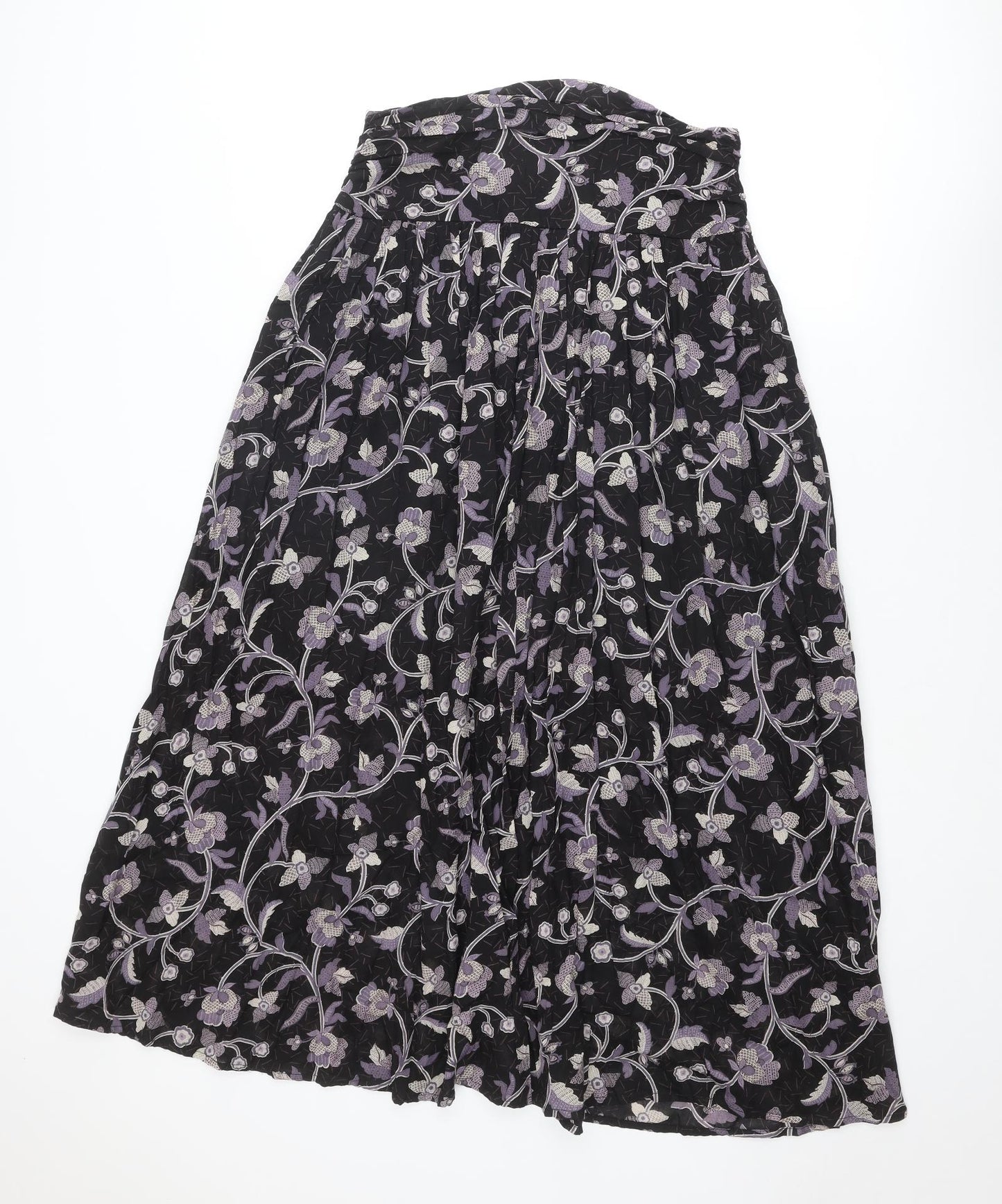 NEXT Womens Black Floral Cotton Peasant Skirt Size 10 Zip