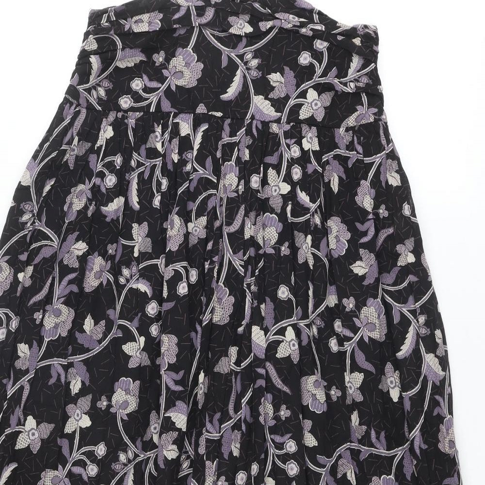 NEXT Womens Black Floral Cotton Peasant Skirt Size 10 Zip