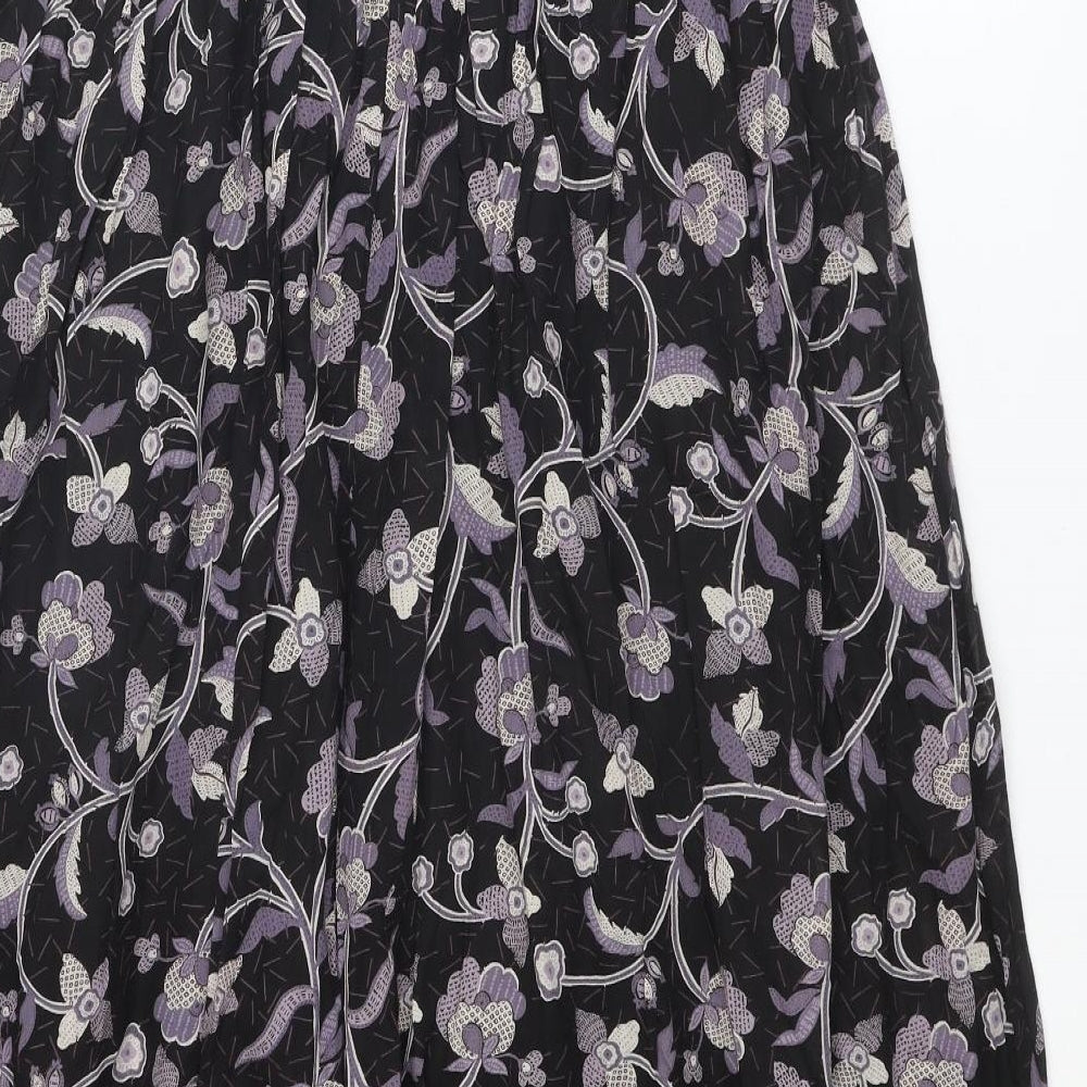 NEXT Womens Black Floral Cotton Peasant Skirt Size 10 Zip
