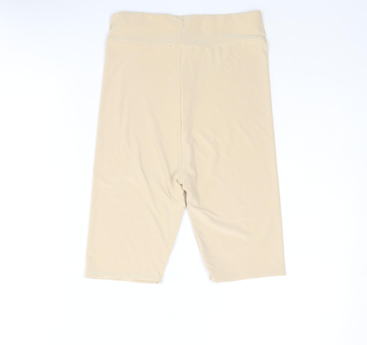PRETTYLITTLETHING Womens Beige Polyester Biker Shorts Size 8 L9 in Regular Pull On