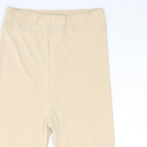 PRETTYLITTLETHING Womens Beige Polyester Biker Shorts Size 8 L9 in Regular Pull On