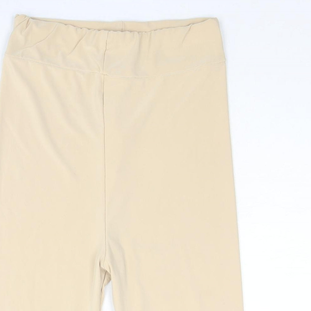 PRETTYLITTLETHING Womens Beige Polyester Biker Shorts Size 8 L9 in Regular Pull On