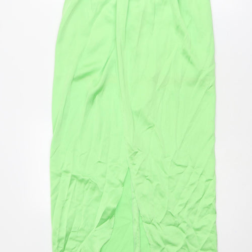 Zara Womens Green Polyester Maxi Skirt Size S Zip