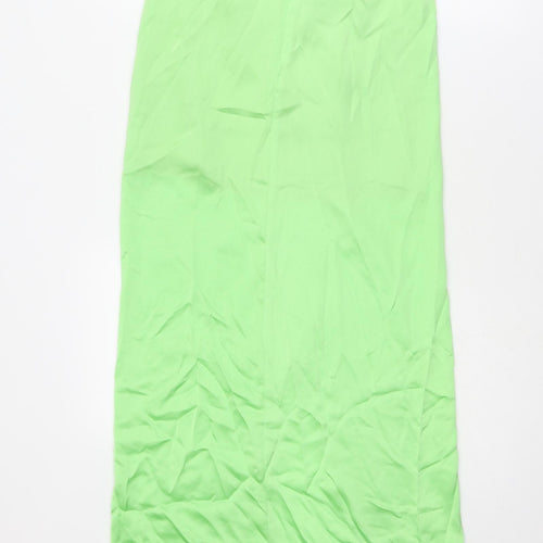 Zara Womens Green Polyester Maxi Skirt Size S Zip