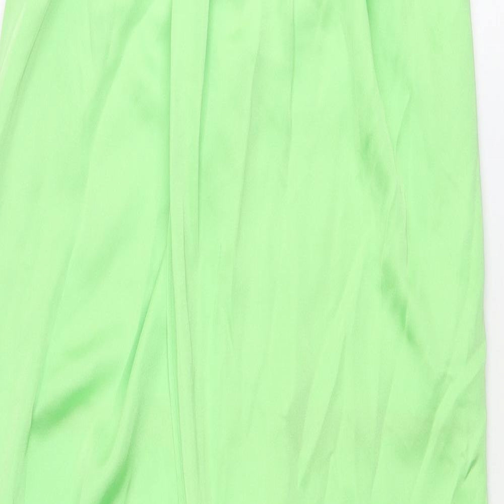 Zara Womens Green Polyester Maxi Skirt Size S Zip