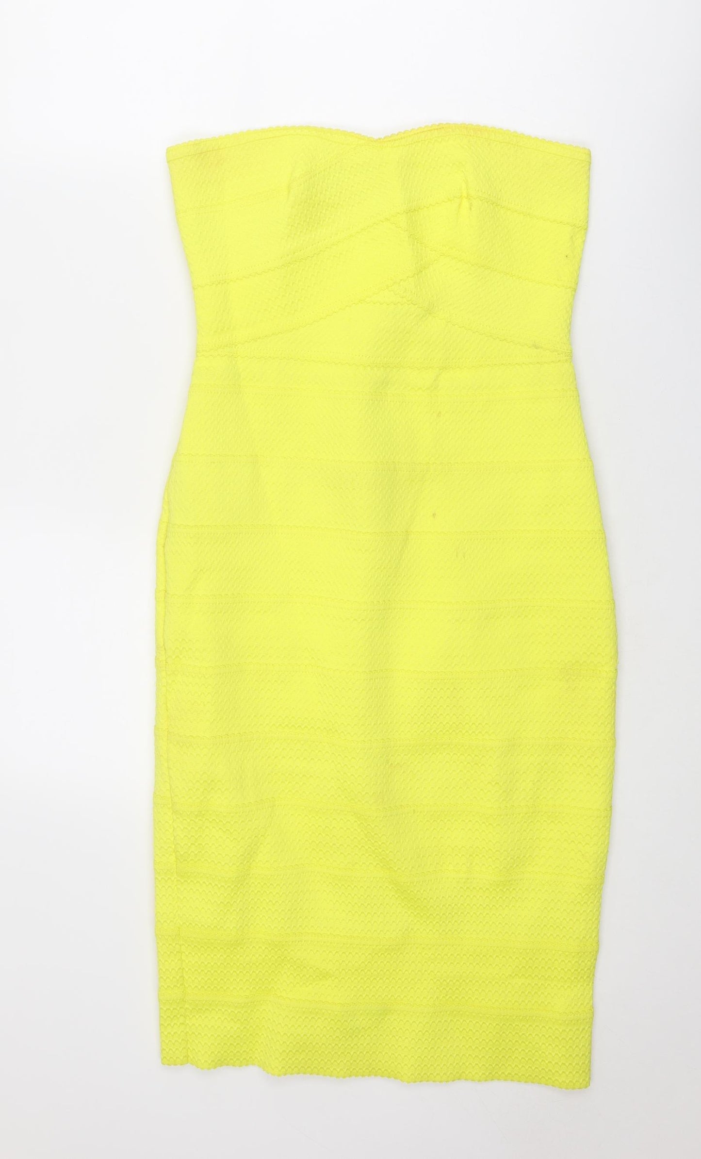 River Island Womens Yellow Polyester Bodycon Size 14 Off the Shoulder Zip