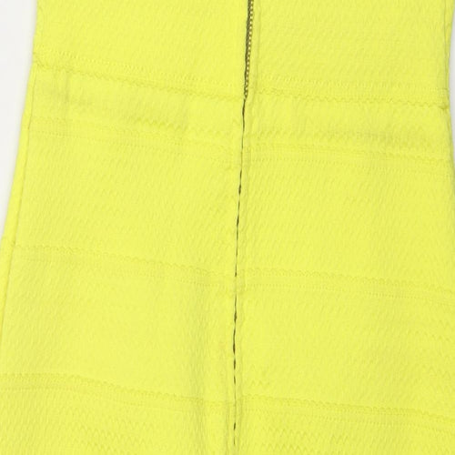 River Island Womens Yellow Polyester Bodycon Size 14 Off the Shoulder Zip