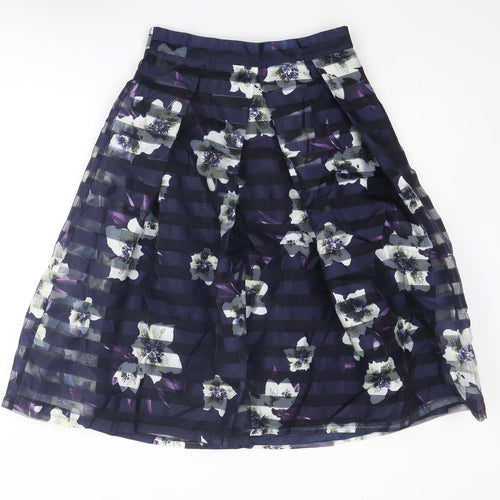 Apricot Womens Blue Geometric Polyester Tulip Skirt Size 12 Zip