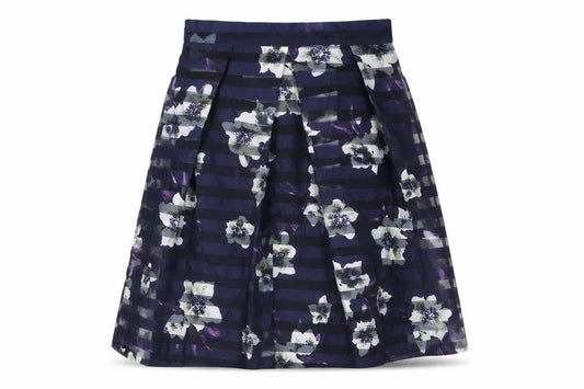 Front view of Apricot women’s blue geometric polyester tulip skirt, size UK 12, zip
