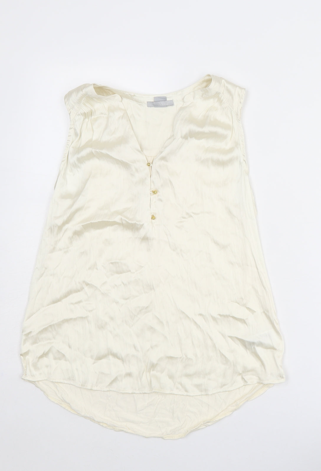 H&M Womens Ivory Polyester Basic Tank Size S V-Neck