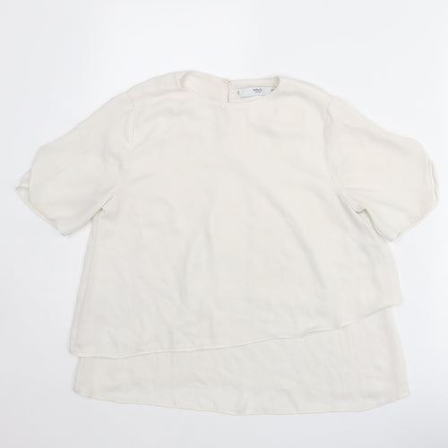 Mango Womens White Polyester Basic Blouse Size XS Round Neck