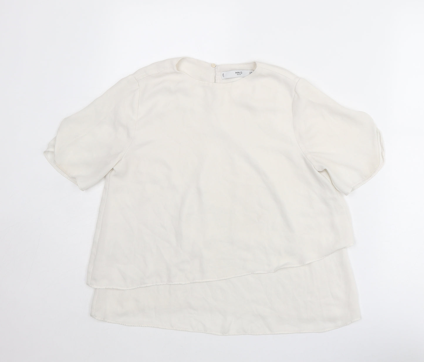 Mango Womens White Polyester Basic Blouse Size XS Round Neck