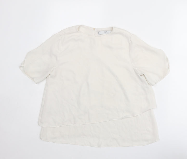 Mango Womens White Polyester Basic Blouse Size XS Round Neck