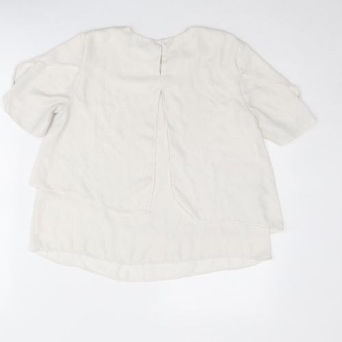 Mango Womens White Polyester Basic Blouse Size XS Round Neck