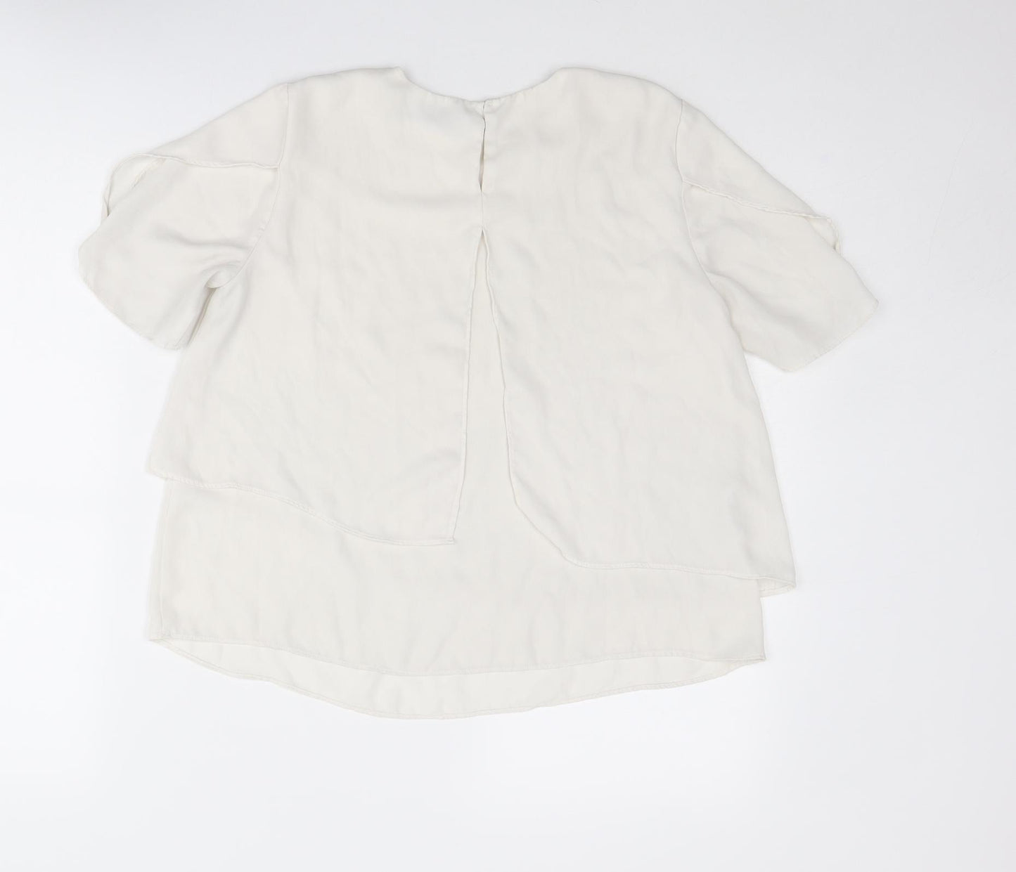 Mango Womens White Polyester Basic Blouse Size XS Round Neck