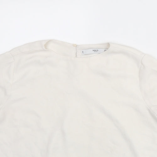 Mango Womens White Polyester Basic Blouse Size XS Round Neck