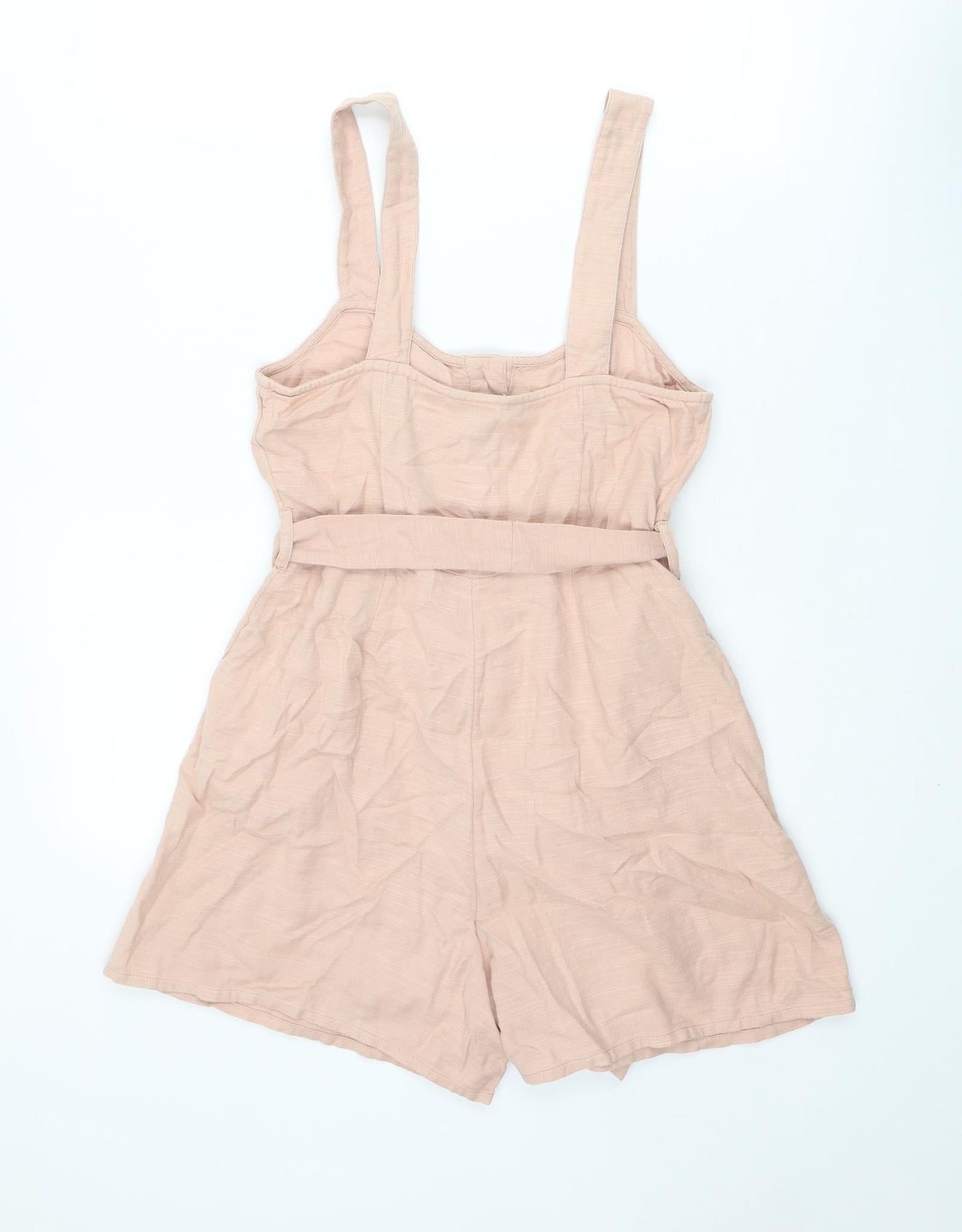 New Look Womens Pink Cotton Playsuit One-Piece Size 8 L3 in Button