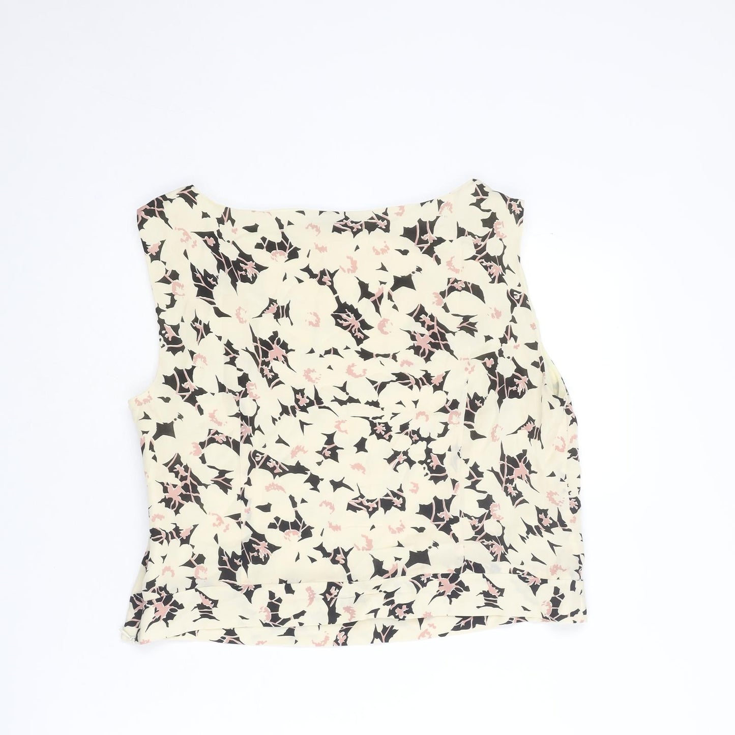 Jaeger Womens Ivory Floral Silk Basic Tank Size 16 Boat Neck