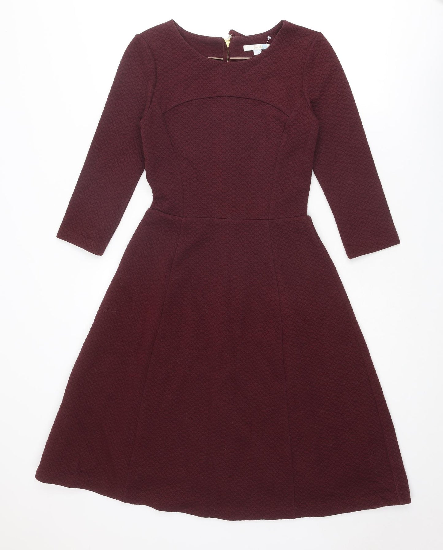 Boden Womens Purple Polyester A-Line Size 6 Round Neck Zip
