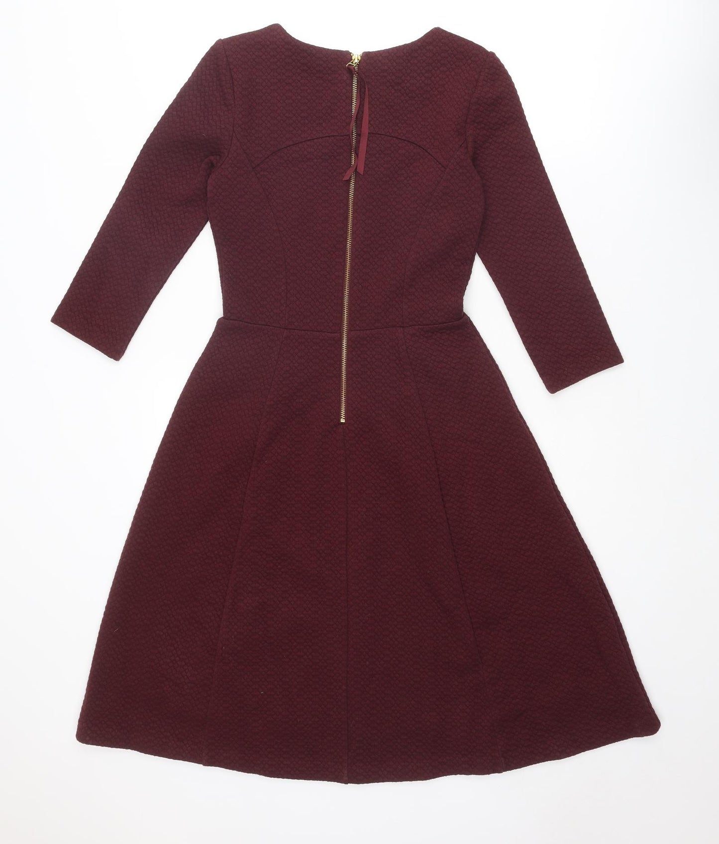 Boden Womens Purple Polyester A-Line Size 6 Round Neck Zip