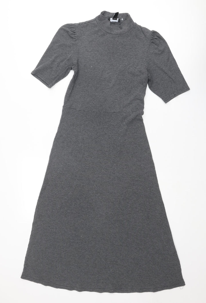New Look Womens Grey Polyester A-Line Size 10 Mock Neck Pullover