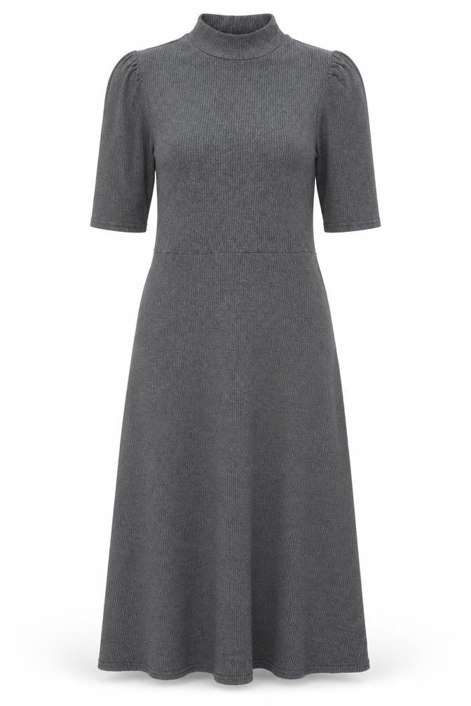 Front view of New Look women’s grey polyester a-line, size UK 10, mock neck pullover