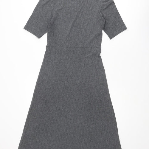 New Look Womens Grey Polyester A-Line Size 10 Mock Neck Pullover