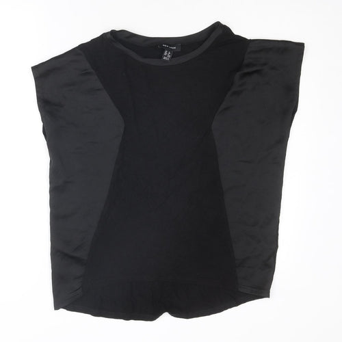 New Look Womens Black Viscose Basic T-Shirt Size 12 Round Neck