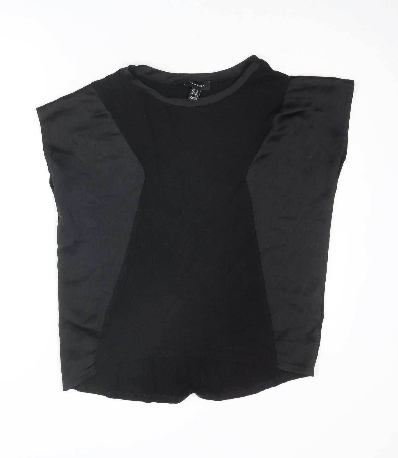 New Look Womens Black Viscose Basic T-Shirt Size 12 Round Neck