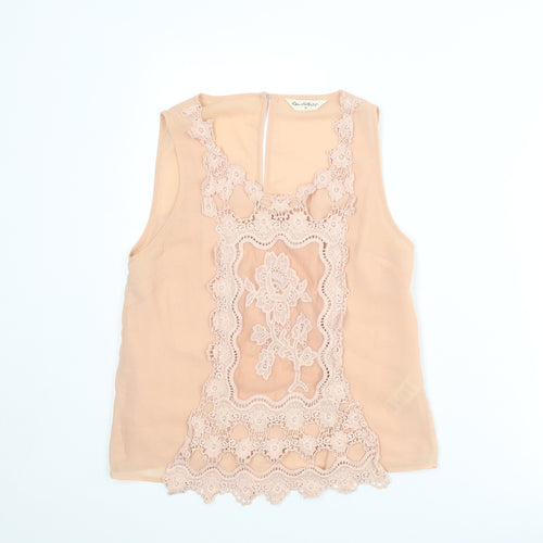 Miss Selfridge Womens Pink Polyester Basic Tank Size 10 Scoop Neck