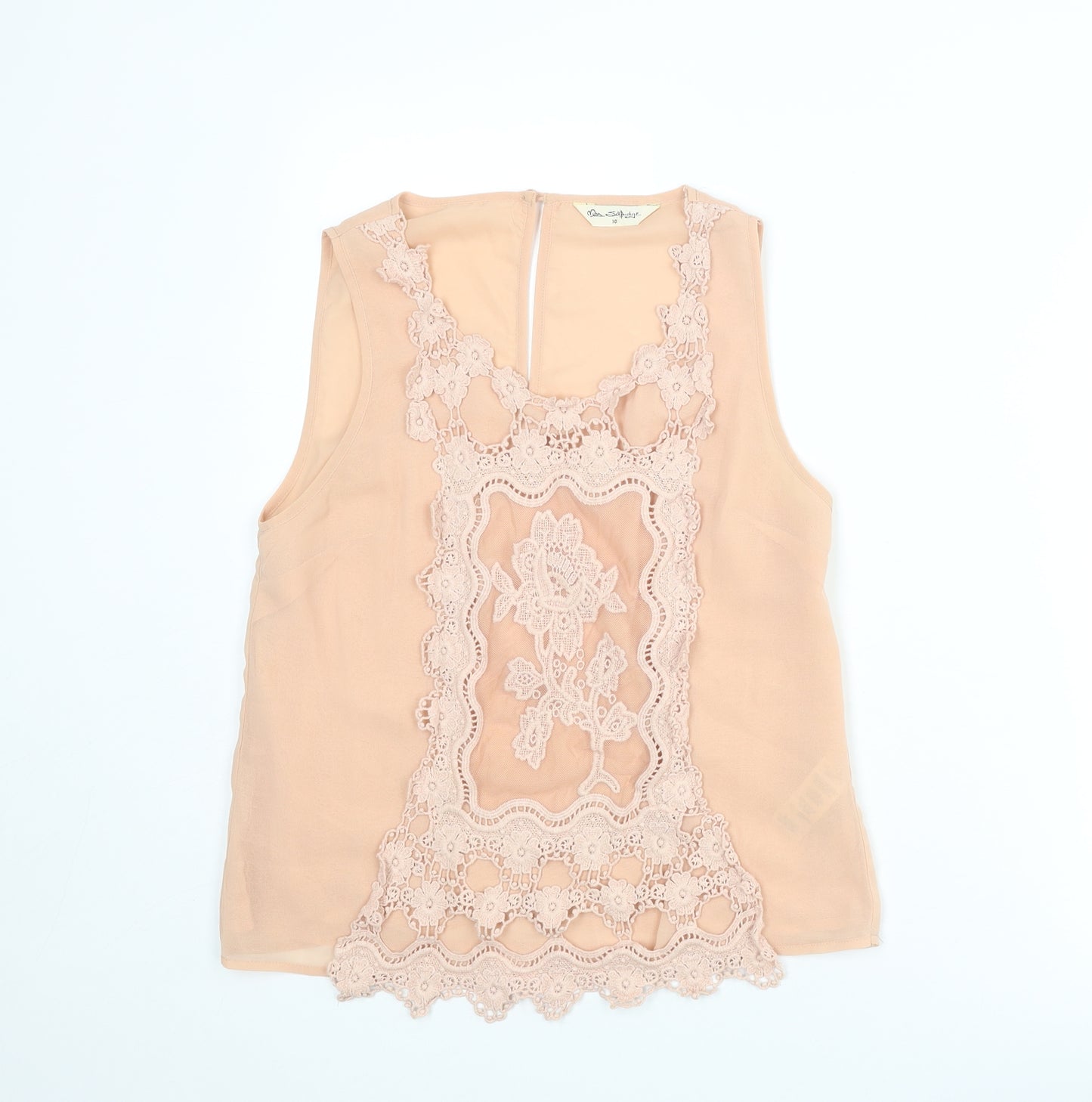 Miss Selfridge Womens Pink Polyester Basic Tank Size 10 Scoop Neck